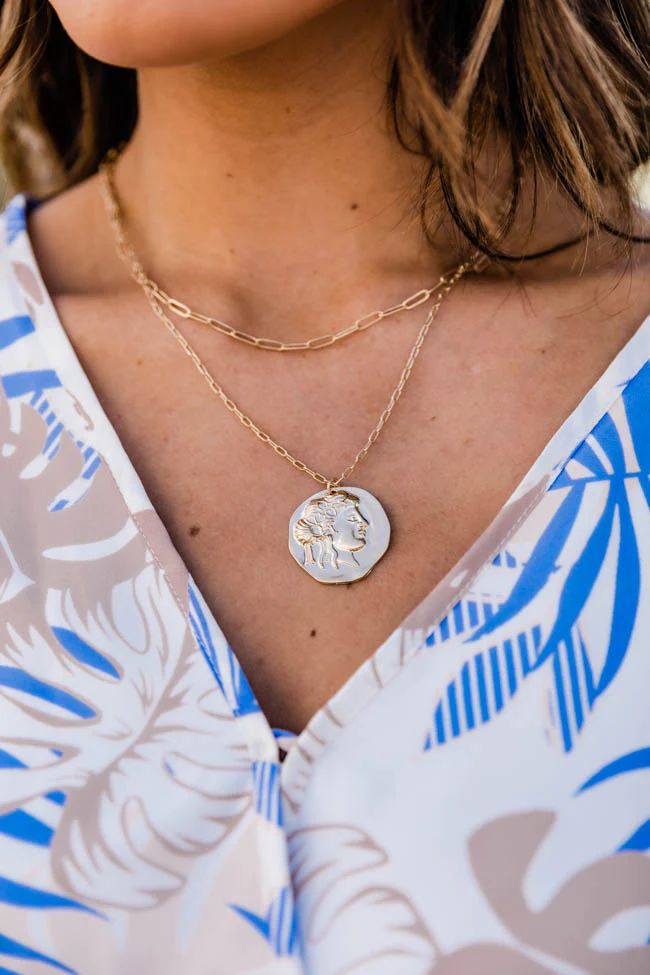 Crash My Party Coin Pendant Necklace Gold | The Pink Lily Boutique