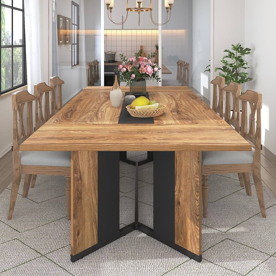 78 Inch Dining Table for 8 People,Modern Large Rectangular Kitchen Table W/Waterproof Wood Tablet... | Amazon (US)