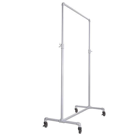 Econoco Pipeline Adjustable Height | Ballet Bar | Vintage Rolling Rack | PSBBADJWTE |Gloss White | Amazon (US)