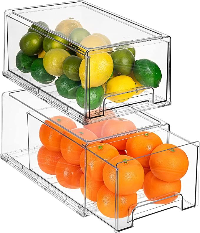 Sorbus Fridge Drawers - Clear Stackable Pull Out Refrigerator Organizer Bins - Food Storage Conta... | Amazon (US)