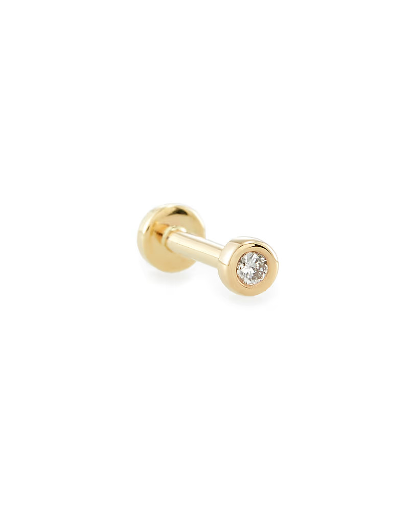 Reeve Mini 14K Yellow Gold Stud Earring in White Diamond | Kendra Scott