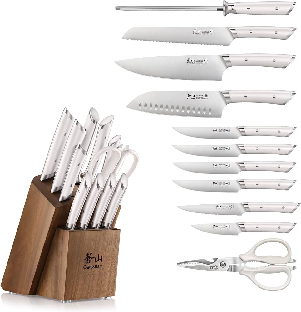 Cangshan HELENA Series German Steel Forged Knife Block Set (12-Piece, White), Oprah's Favorite Th... | Amazon (US)