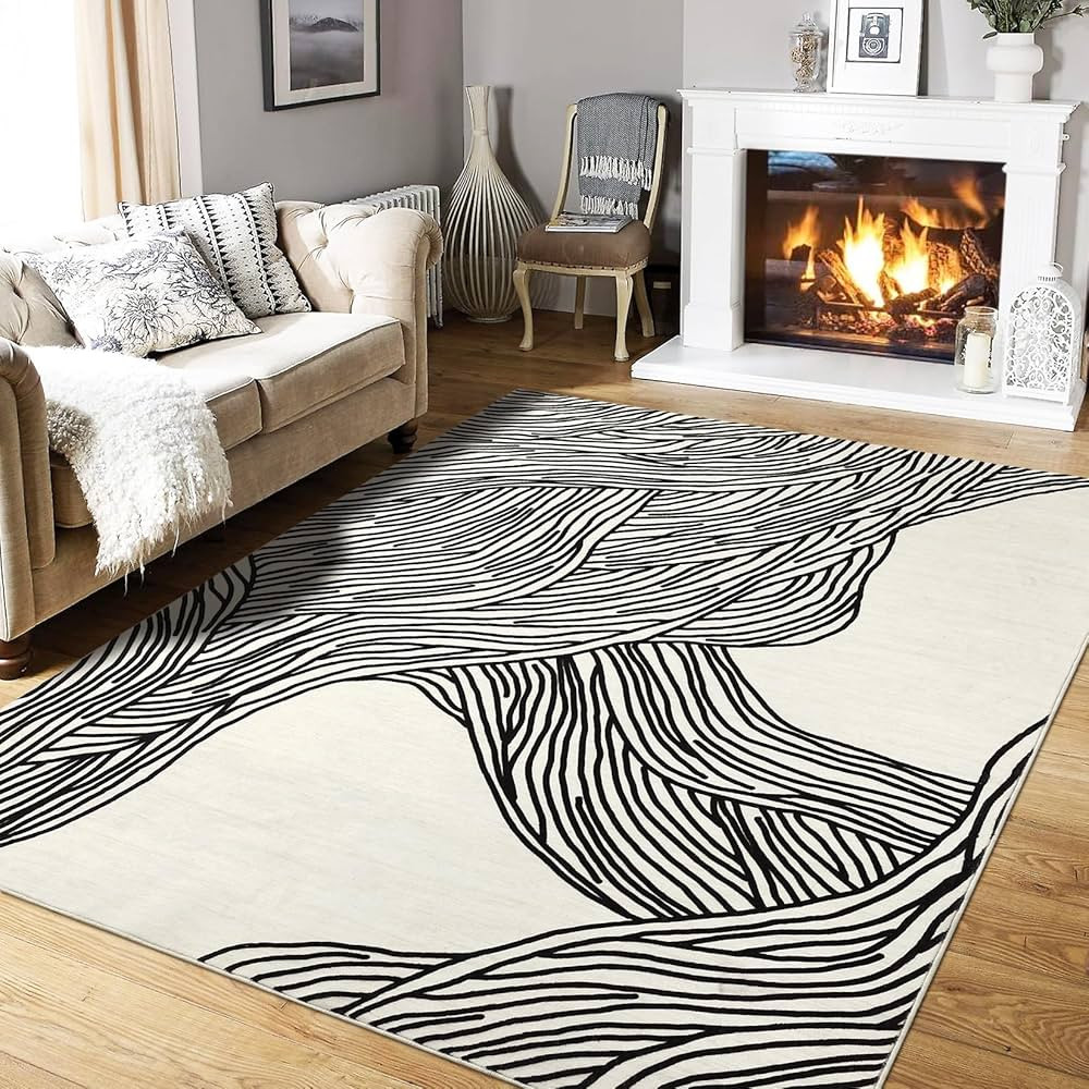 Area Rugs for Living Room 8x10 Washable Rug Modern Abstract Area Rug Contemporary Indoor Soft Fau... | Amazon (US)