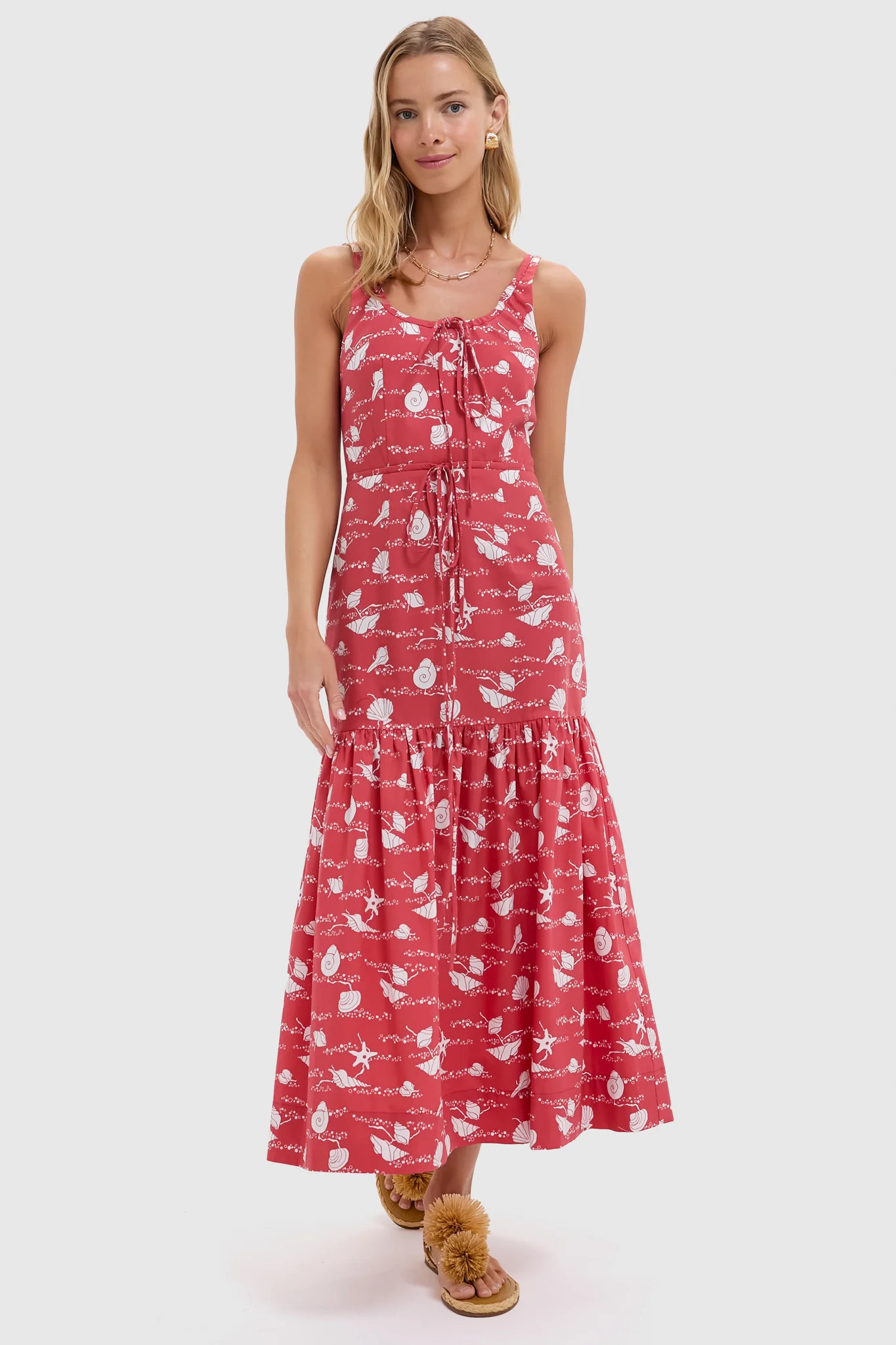 Red Shell Double Drawstring Dress | Tuckernuck (US)