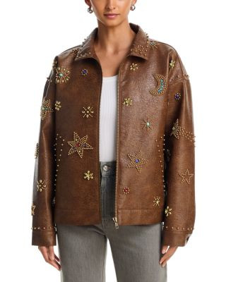 Mother The Zip It Studded Faux Leather Jacket | Bloomingdale's (US)