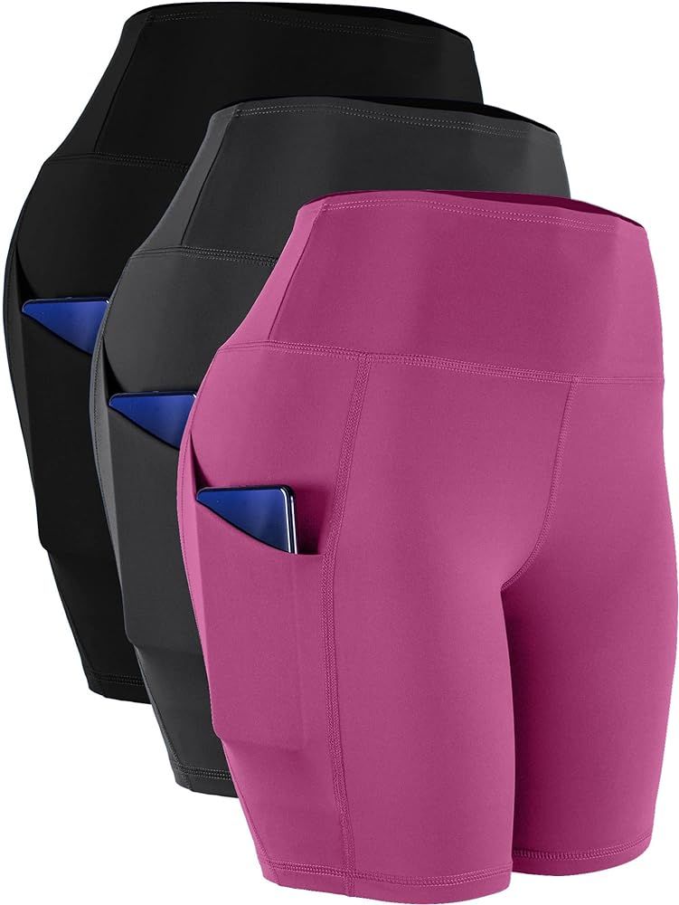 CADMUS Women's High Waist Spandex Yoga Shorts for Bike Running Two Side Pockets | Amazon (US)