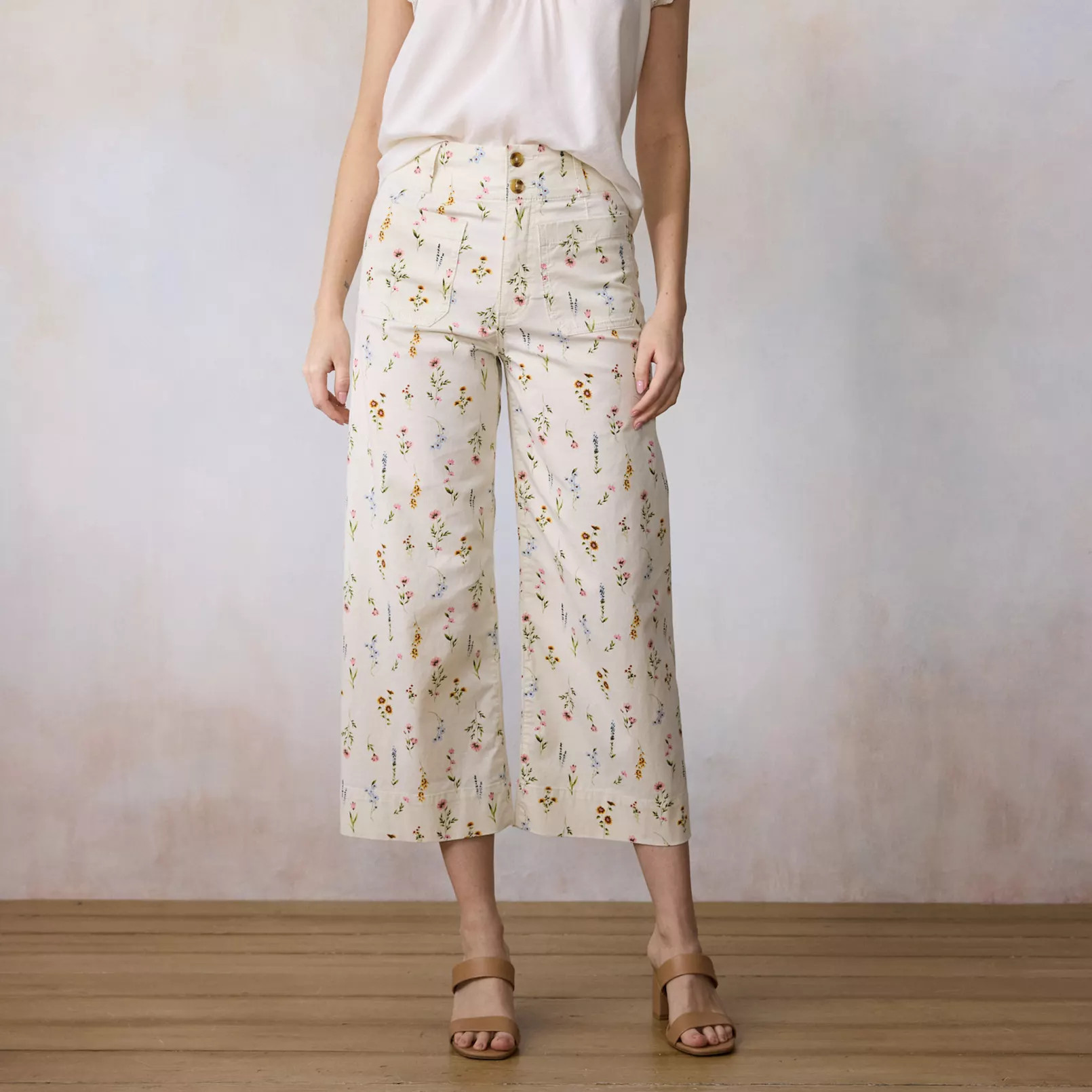 Women's LC Lauren Conrad Wildflower Super High Rise Wide Leg Crop Pants | Kohl's