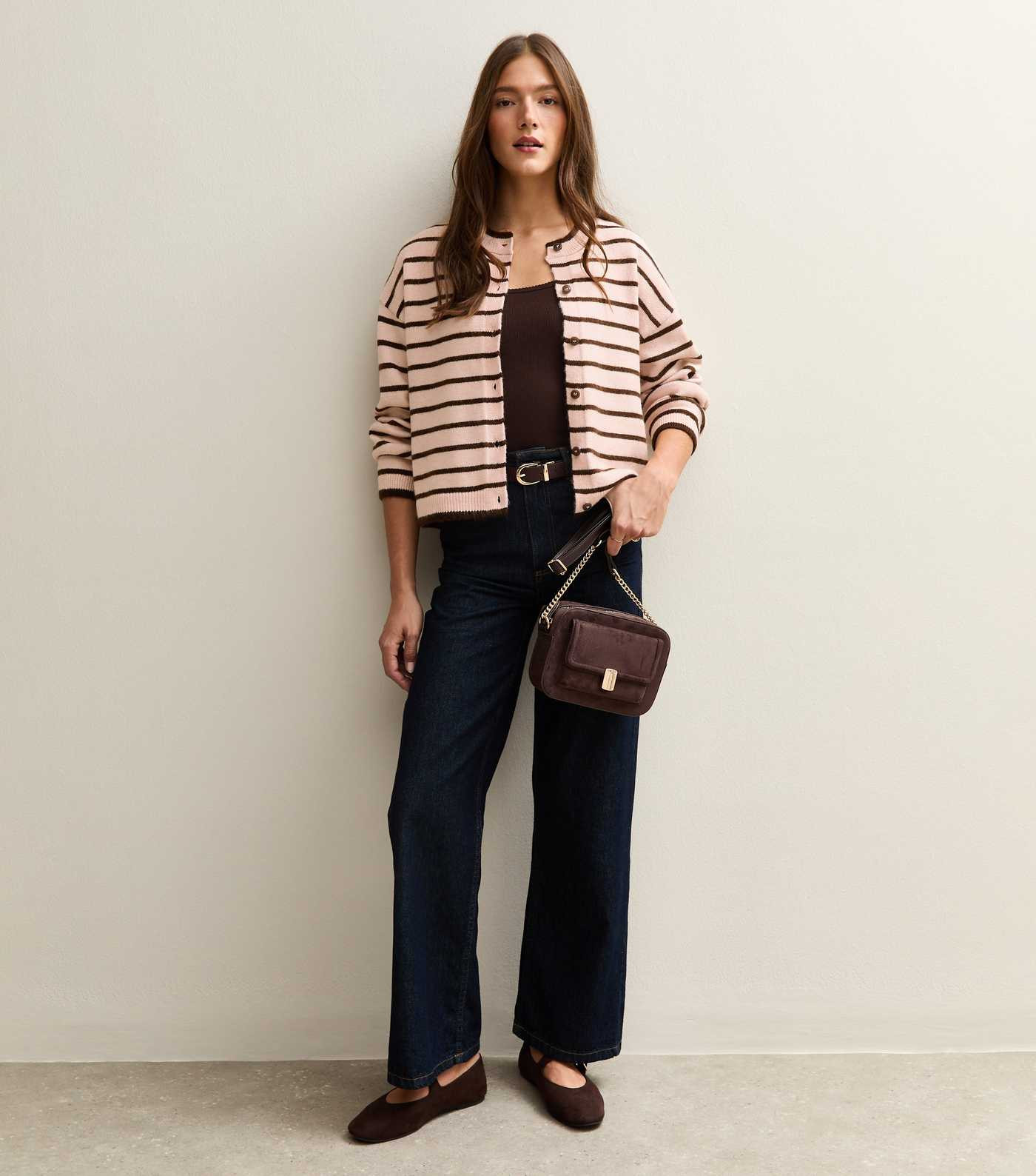 Pink Striped Crew Neck Cardigan | New Look | New Look (UK)