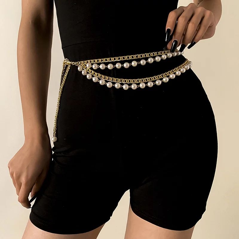 Women Belt Waist Chain Fringes Pearl Multi-layer Tassel Waist Chain Jewelry | Walmart (US)