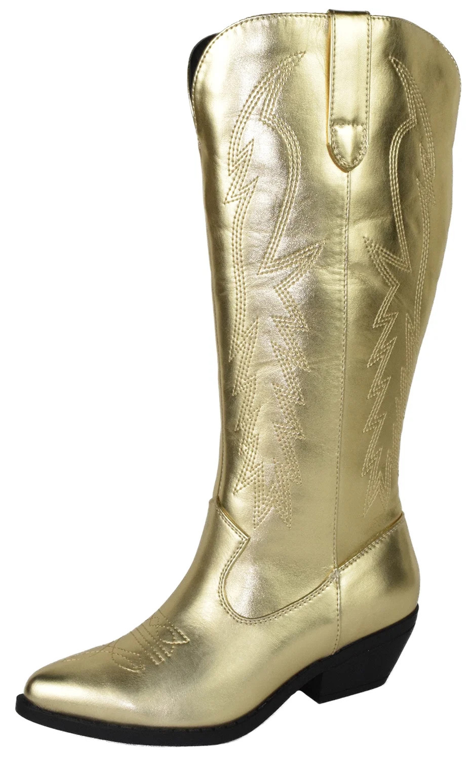 Soda Women Cowgirl Cowboy Western Stitched Boots Pointy Toe Knee High Gold 9 | Walmart (US)