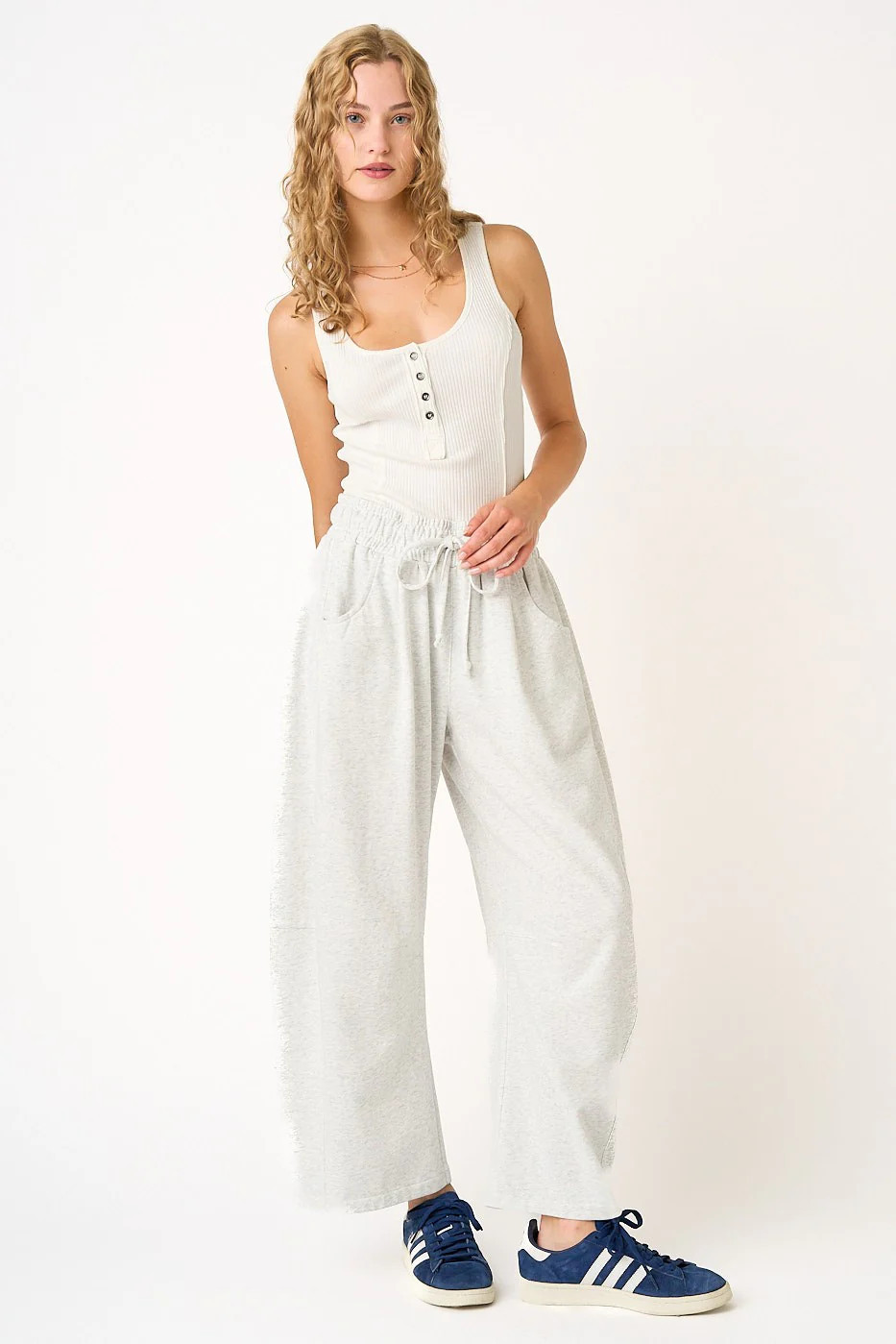 Ivory Barrel Leg Terry Sweatpants | PinkBlush Maternity