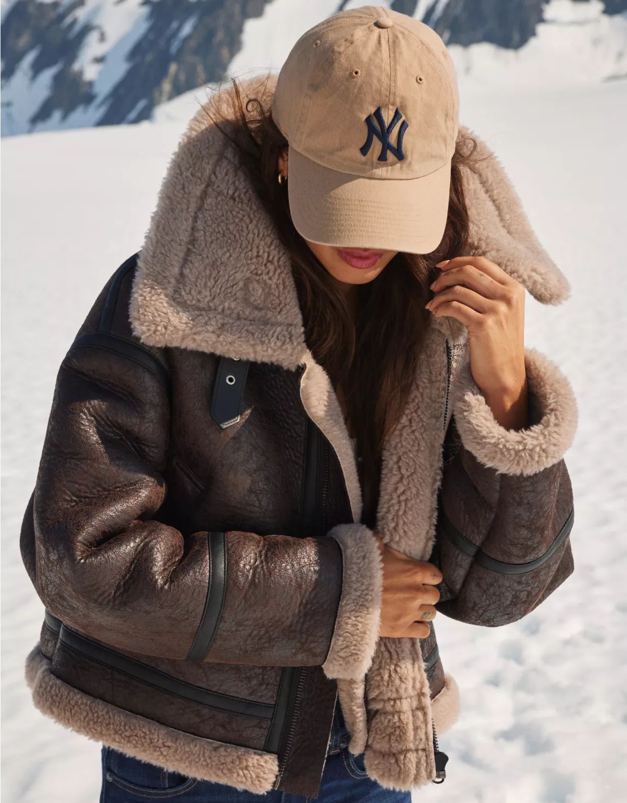 AE Cropped Vegan Shearling Jacket | American Eagle Outfitters (US & CA)