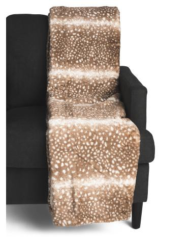deer print sherpa faux fur throw | TJ Maxx