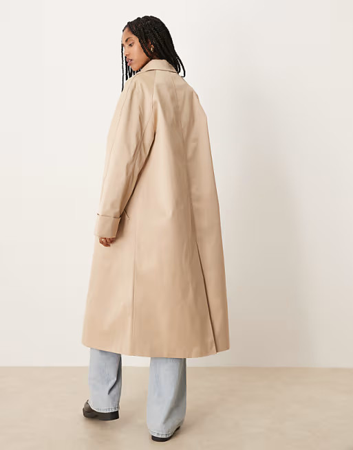 ASOS DESIGN longline trench in stone | ASOS (Global)