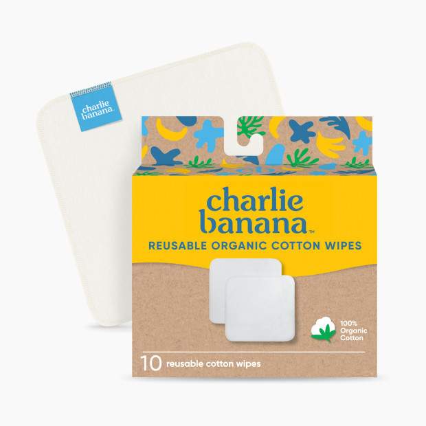 Charlie Banana Reusable & Washable Cotton Wipe (10 Pack) | 100% Organic Cotton | Babylist