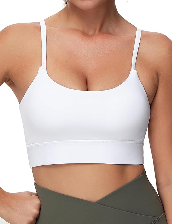 THE GYM PEOPLE Women's Longline Sports Bras Scoop Neck Padded Yoga Tops | Amazon (US)