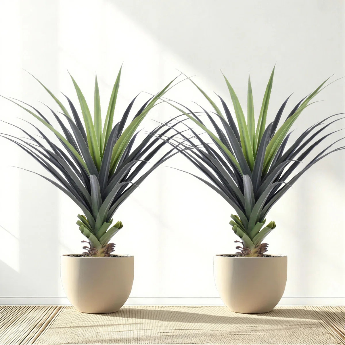 4FT Artificial Agave Plant in Black Cement Planter | Faux Agave, Artificial Agave Plant, Large Ar... | Wayfair North America