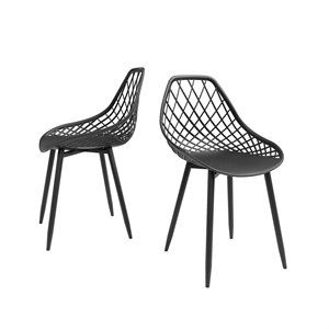 Jamesdar Kurv Plastic and Steel Dining Chair 2 Piece Set in Black | Homesquare