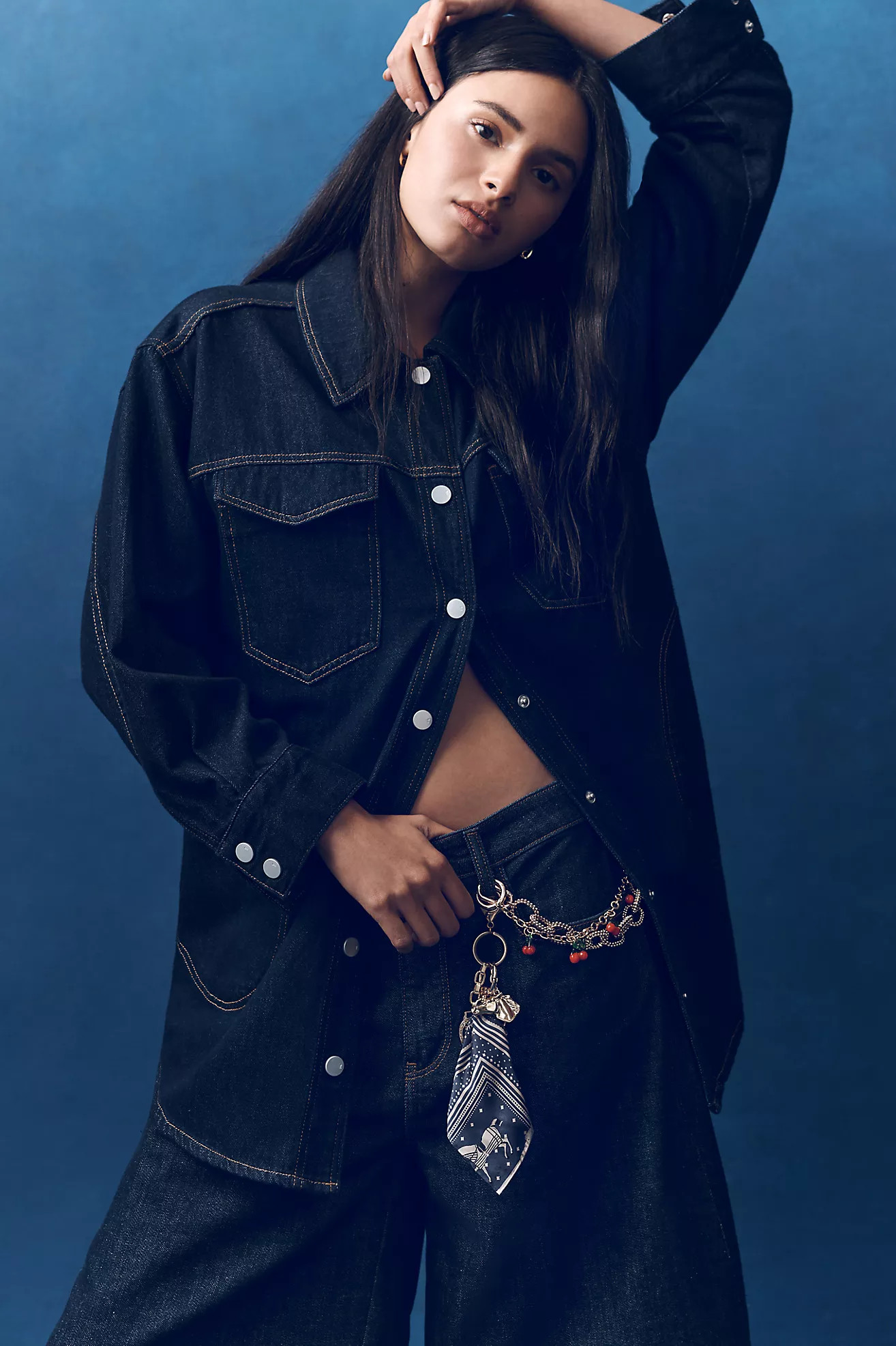 The Tillie Relaxed Denim Shacket by Pilcro | Anthropologie (US)