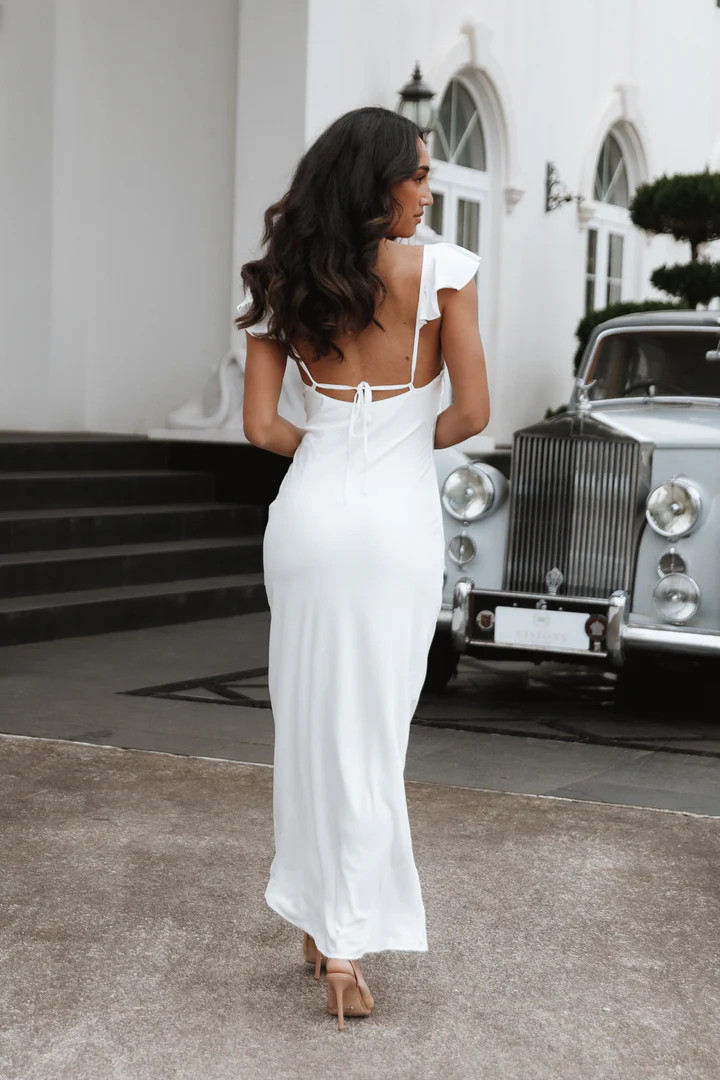 Peony Frill Cap Sleeve Maxi Dress - Off White | Petal & Pup (US)