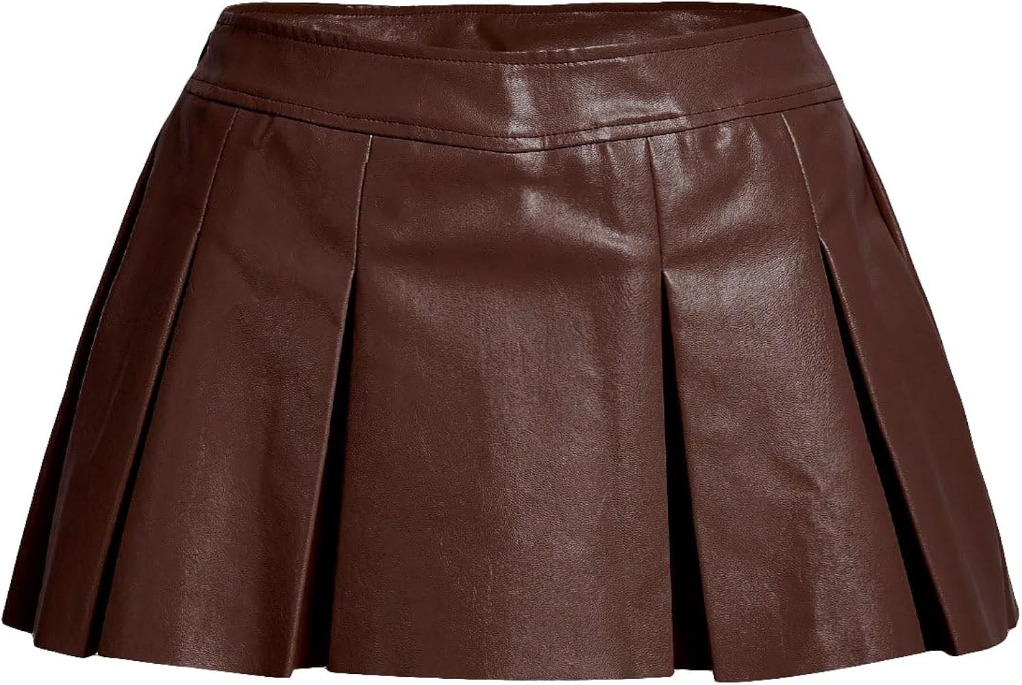 WDIRARA Women's Metallic A Line Skirt Pu Drop Waist Pleated Mini Party Club Skirt | Amazon (US)