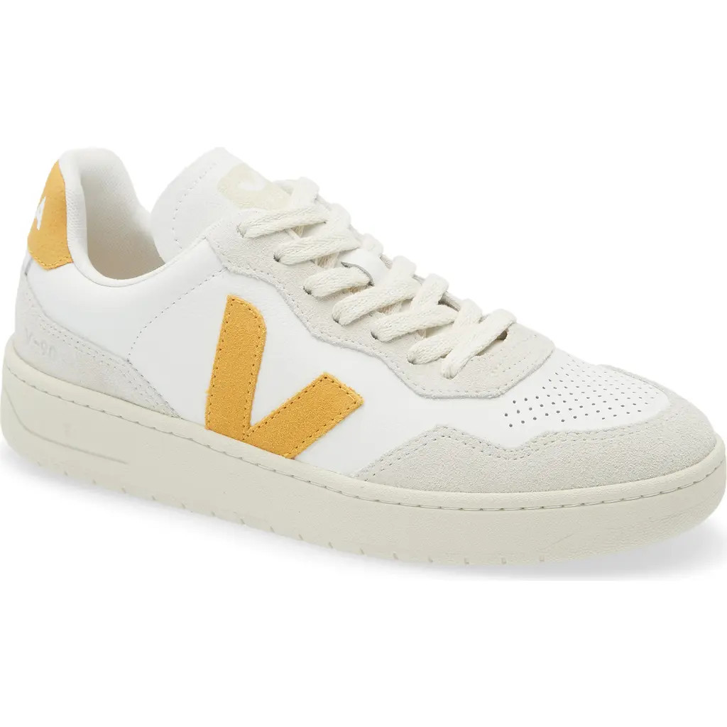 Veja V-90 Leather Sneaker in White Safran at Nordstrom, Size 37 | Nordstrom