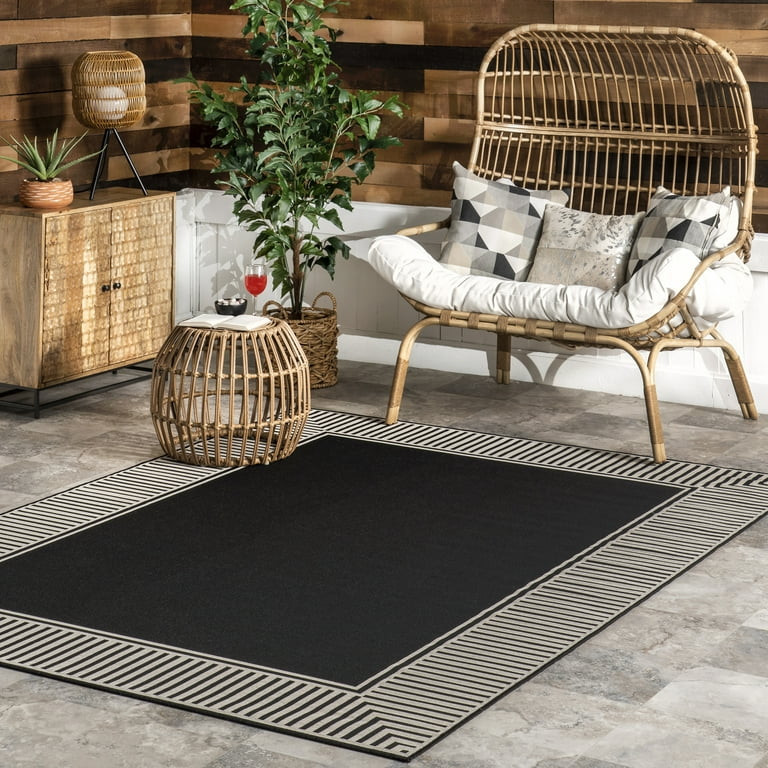 nuLOOM Asha Simple Border Indoor/Outdoor Area Rug, 5' x 8', Black | Walmart (US)