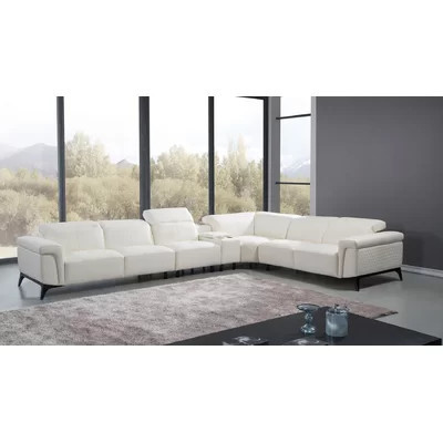 Huffine 161" Wide Leather Match Symmetrical Corner Sectional | Wayfair North America
