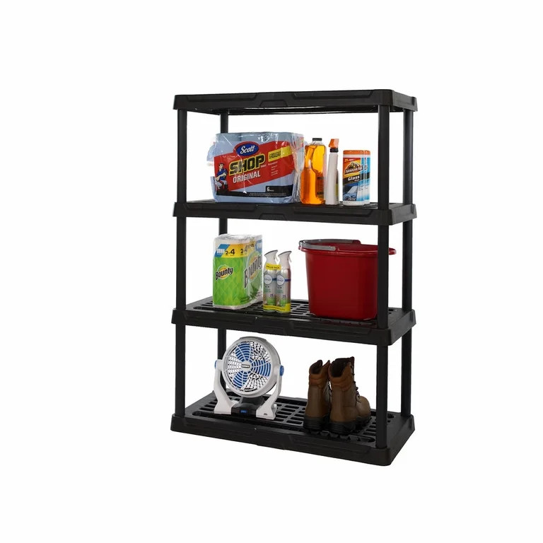 HART 4-Tier 18"x36"x53" Heavy-Duty Ventilated Plastic Storage Shelf Unit, 600 lbs. Capacity | Walmart (US)
