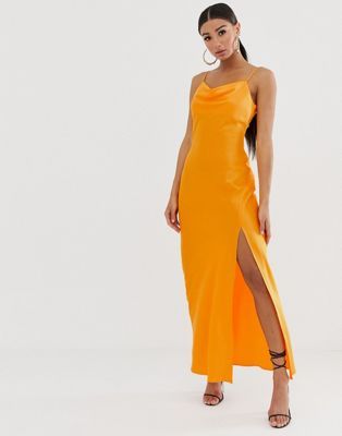 River Island slip dress in neon orange | ASOS US