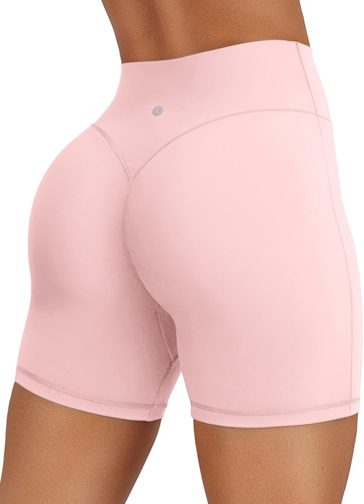 AFFOLE Womens High Waist Workout Shorts 6 Inches Breathable Elastic Booty Lounge Running | Amazon (US)