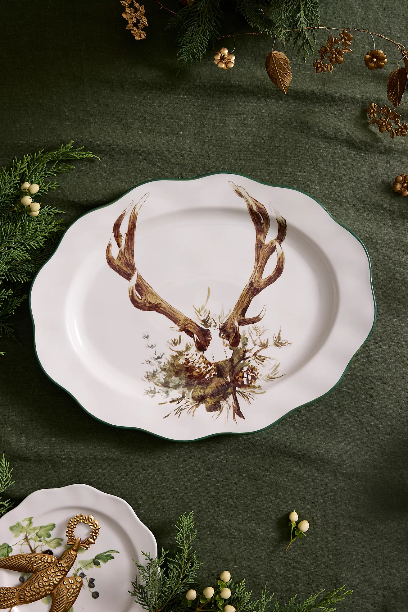 Antlers Stoneware Serving Platter | Anthropologie (US)