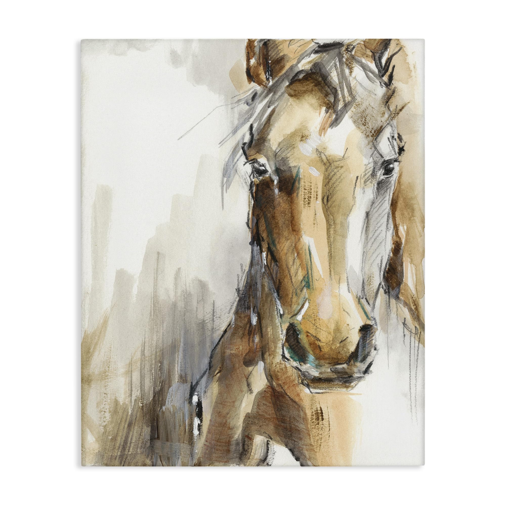 Stupell Industries Horse Portrait Orange Brown Animal Watercolor Painting Canvas Wall Art Design ... | Amazon (US)