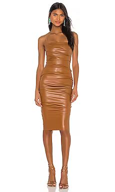 Nookie Posse x REVOLVE Faux Leather Midi Dress in Brown from Revolve.com | Revolve Clothing (Global)