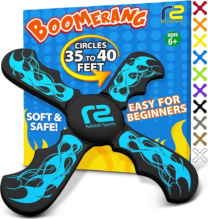 Refresh Sports Boomerang for Kids & Adults - Soft, Durable, Easy to Throw & Catch - Ages 4-8 - Ou... | Amazon (US)