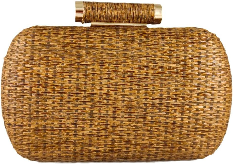 Boutique De FGG Casual Straw Clutch Purses for Women Chain Shoulder & Crossbody Bag Metal Evening... | Amazon (US)