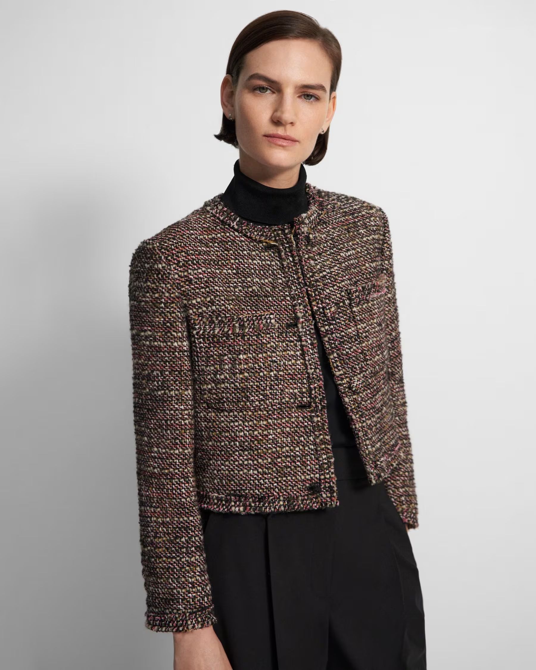 Cropped Jacket in Wool-Blend Tweed | Theory