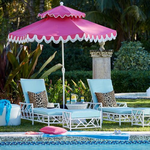 Daiana Two-Tier Fringe Patio Umbrella, Hot Pink | One Kings Lane