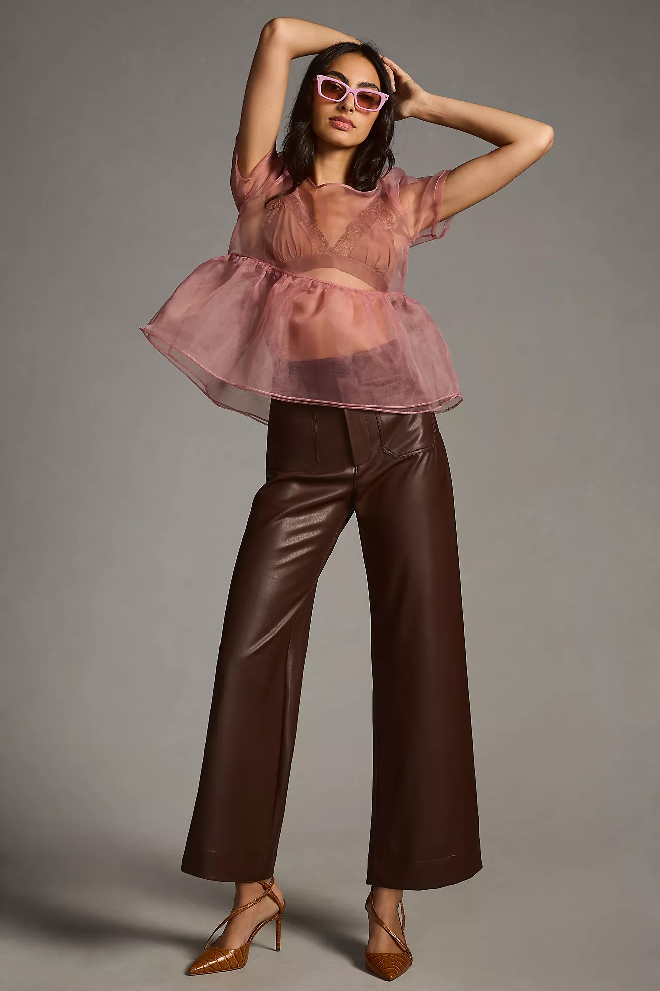 The Colette Cropped Wide-Leg Faux Leather Pants by Maeve | Anthropologie (US)