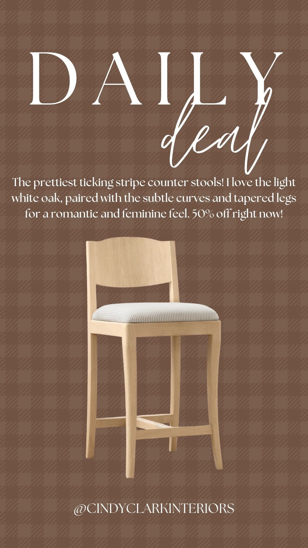 The prettiest ticking stripe counter stools! I love the light white oak, paired with the subtle curves and tapered legs for a romantic and feminine feel. 50% off right now!

#LTKSaleAlert #LTKHome