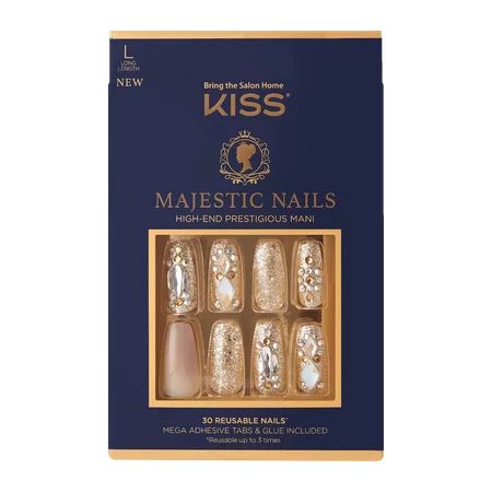 KISS Majestic Nails My Crown 30 Reusable Long Coffin Shape Jeweled Nails | Walmart (US)