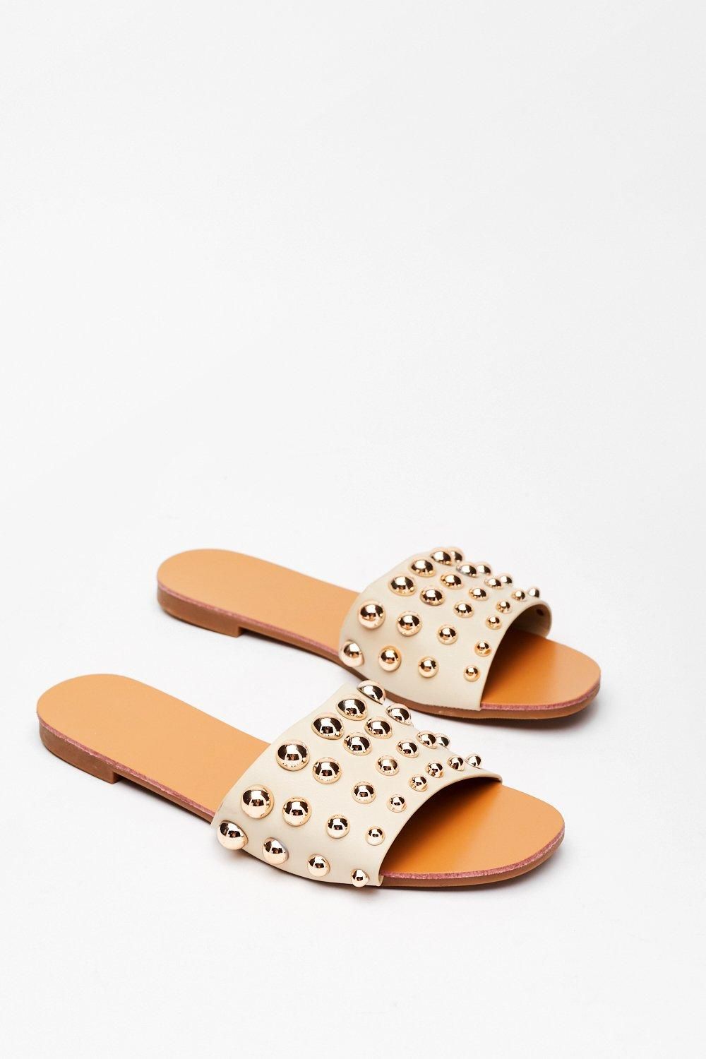 Stud Going Faux Leather Flat Sandals | NastyGal (US & CA)