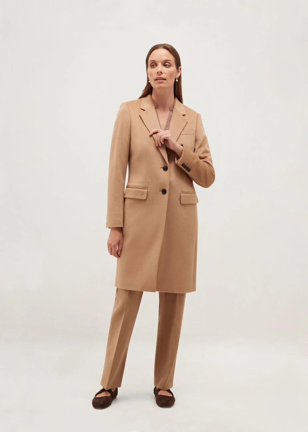 Women's Camel Wool Knee Length Coat | Hobbs UK | | Hobbs