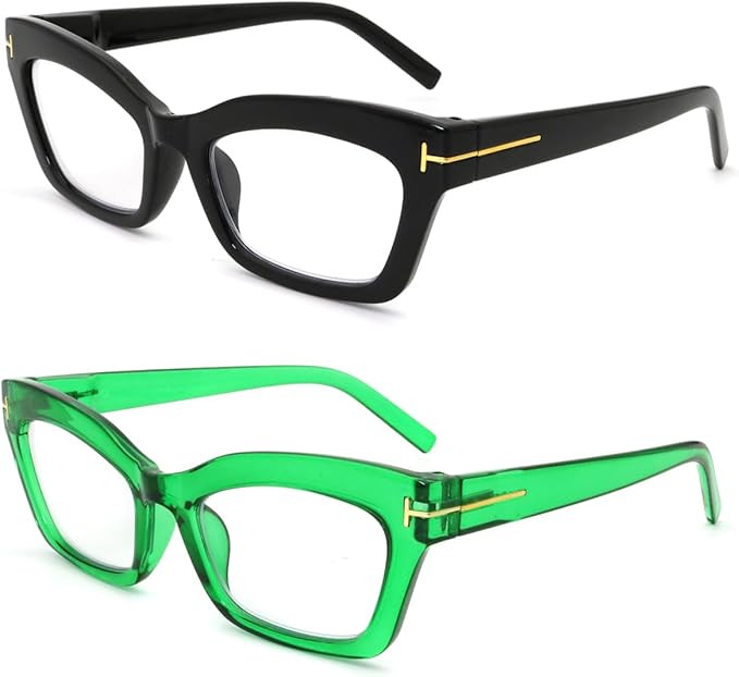 Oversized Cat Eye Reading Glasses for Women Stylish Designer Cateye Readers Funky Blue Light Bloc... | Amazon (US)