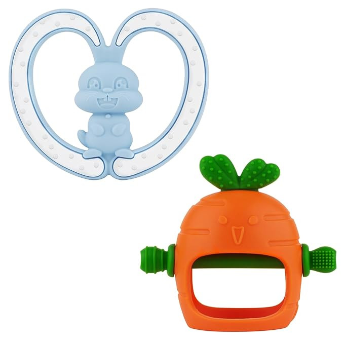 Chuya Easter Baby Teethers Chew Toys Carrot Bunny Rabbit Silicone Teething Mitten Easy to Hold Ha... | Amazon (US)