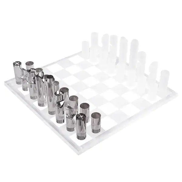 OnDisplay 3D Luxe Acrylic Smoke & Frost Luxury Laser-Cut Chess Set | Bed Bath & Beyond