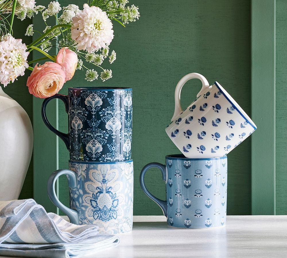 Kravet Garden Mugs - Mixed Set of 4 | Pottery Barn (US)