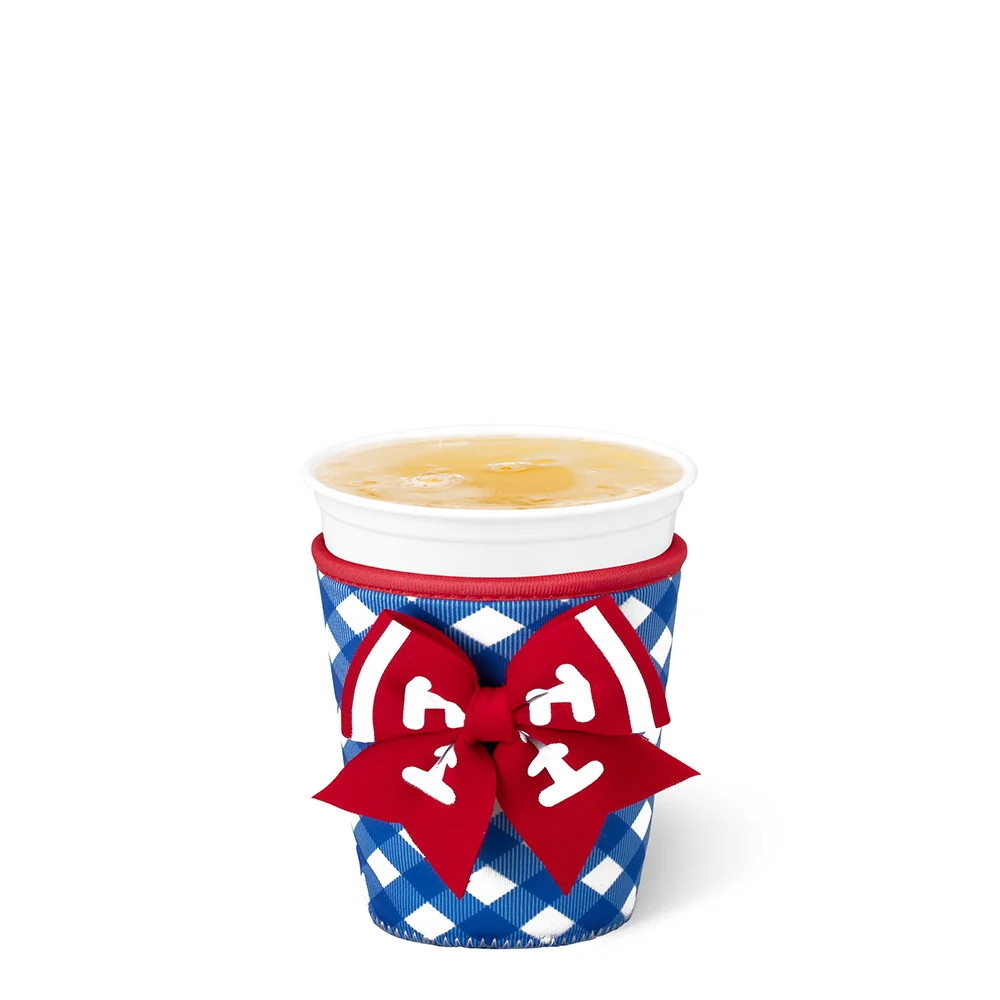 Gameday Gingham Royal + Red Small Iced Cup Coolie | Swig Life