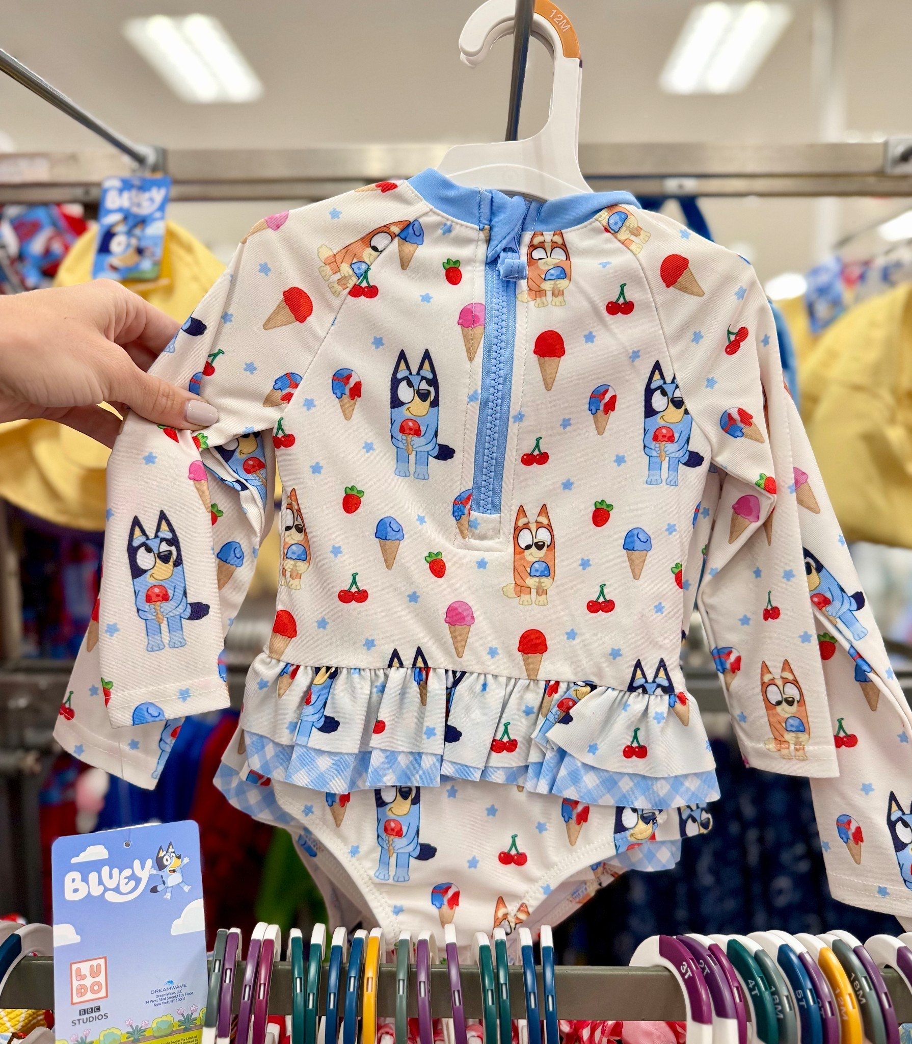 OMG the cutest little girls Bluey Summer swimsuit just dropped 😍😱the ice cream print and the ruffles with the light blue plaid ☀️ SO cute for the Summer!! 
-
#bluey #blueyandbingo #target #targetmom #targetfind #toddlergirlfashion #toddlergirlstyle #girlswim #toddlergirl #girlmom #swimsuitsforgirls

#LTKSwim #LTKmomlife #LTKKids