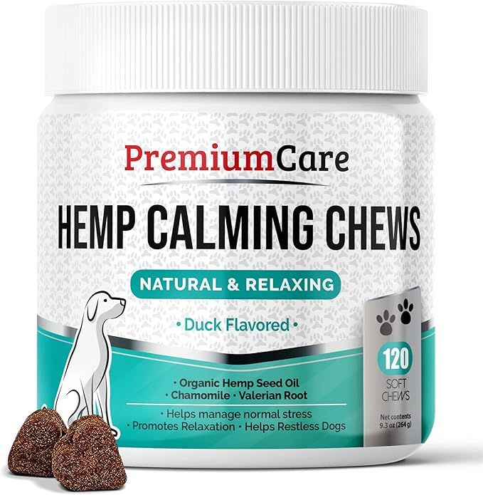 PREMIUM CARE Hemp Calming Chews for Dogs, Made in USA, Helps with Dog Anxiety, Separation, Barkin... | Amazon (US)